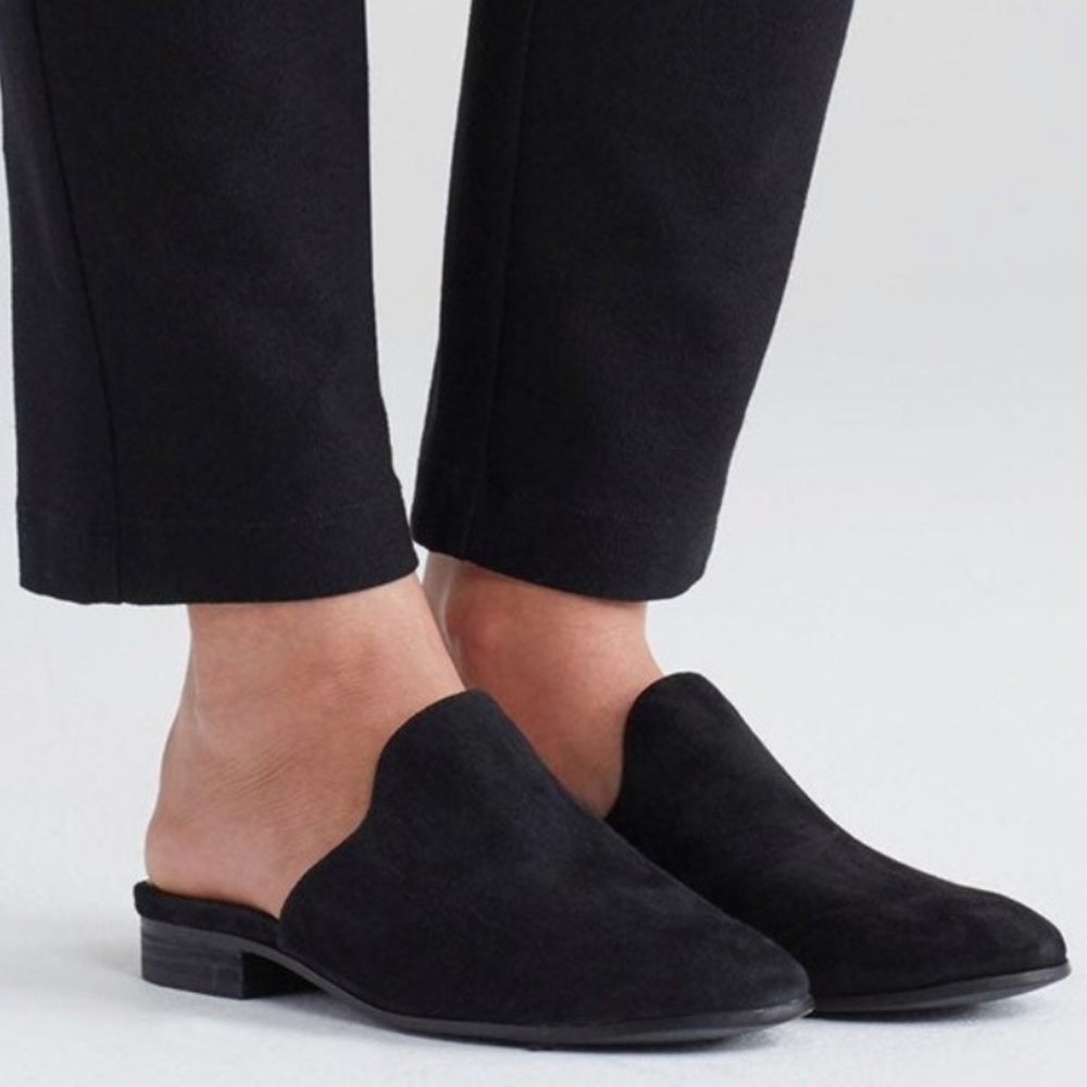 Eileen Fisher Dion Flat Mule Loafer Slides Black